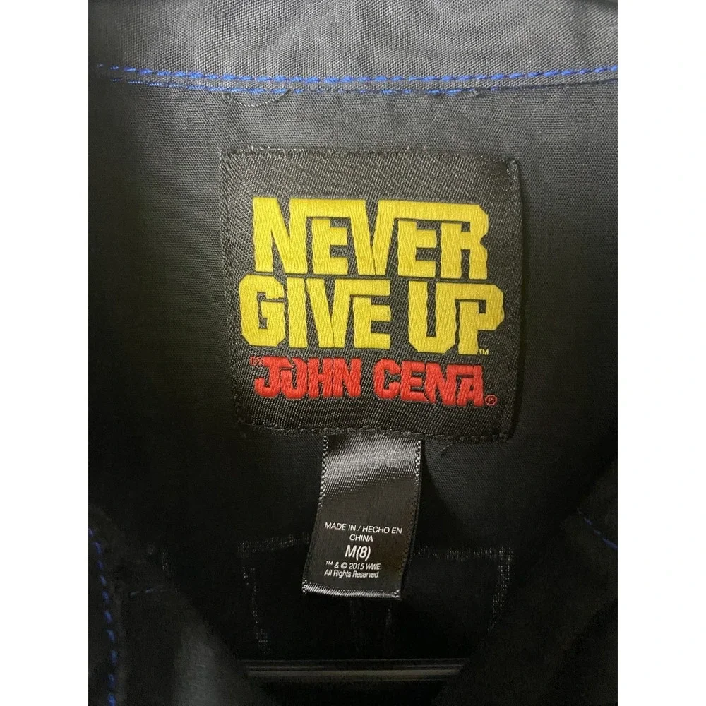 Kids Medium Never Give Up John Cena Shirt Black Blue Stitching